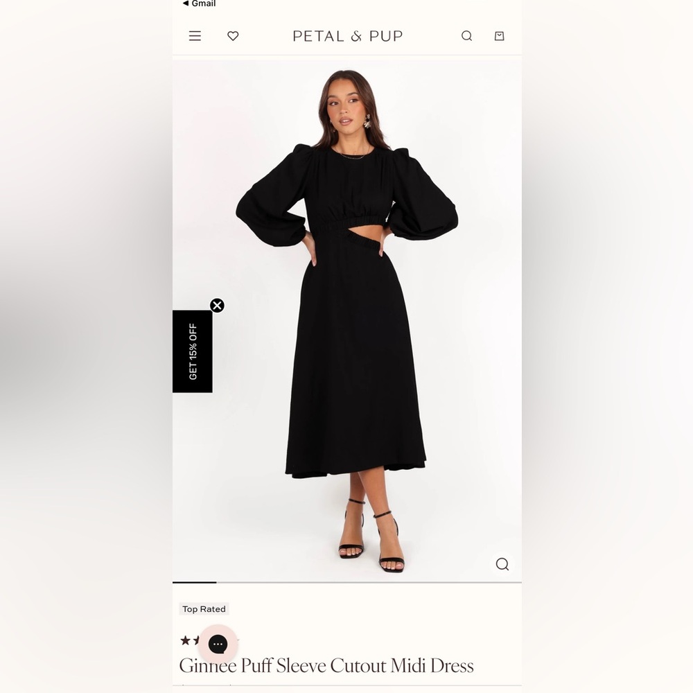 Petal and pup ginnee puff sleeve cutout midi dress